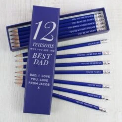Personalised 12 Reasons Box And 12 Blue HB Pencils