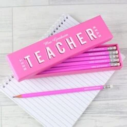 Personalised Best Teacher Ever Box And 12 Pink HB Pencils 5 Personalised Best Teacher Ever Box And 12 Pink HB Pencils -PERSONALISE STORE p1011e53 2