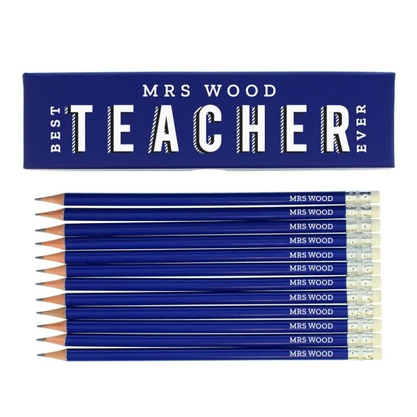 Personalised Best Teacher Ever Box And 12 Blue HB Pencils 2 Personalised Best Teacher Ever Box And 12 Blue HB Pencils - Image 2