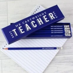 Personalised Best Teacher Ever Box And 12 Blue HB Pencils 5 Personalised Best Teacher Ever Box And 12 Blue HB Pencils -PERSONALISE STORE p1011e55 2
