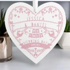 Personalised Pink Papercut Style Large Wooden Heart 7 Personalised Pink Papercut Style Large Wooden Heart -PERSONALISE STORE p1011e68 3