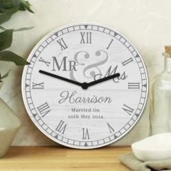Personalised Mr & Mrs Wooden Clock -PERSONALISE STORE p1011e69 2