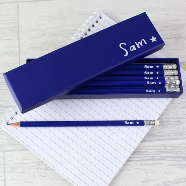Personalised Star Box And 12 Blue HB Pencils 2 Personalised Star Box And 12 Blue HB Pencils - Image 2