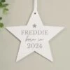 Personalised Born In Wooden Star Decoration