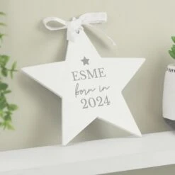 Personalised Born In Wooden Star Decoration -PERSONALISE STORE p1011e74 2
