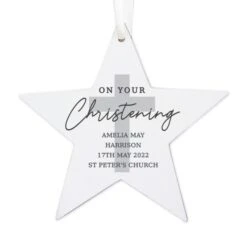 Personalised On Your Christening Wooden Star Decoration -PERSONALISE STORE p1011e75 2