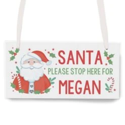Personalised Santa Stop Here Wooden Sign -PERSONALISE STORE p1011e80 2