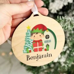 Personalised Elf Round Wooden Decoration 8 Personalised Elf Round Wooden Decoration -PERSONALISE STORE p1011e85 3