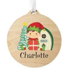 Personalised Elf Round Wooden Decoration 9 Personalised Elf Round Wooden Decoration -PERSONALISE STORE p1011e85 4