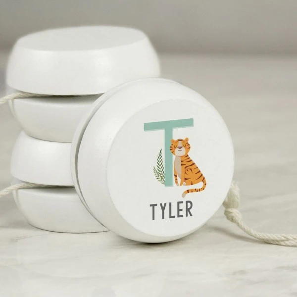 Personalised Animal Alphabet White Wooden Yoyo 3 Personalised Animal Alphabet White Wooden Yoyo - Image 3
