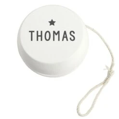Personalised Grey Star White Wooden Yoyo -PERSONALISE STORE p1011e93 2