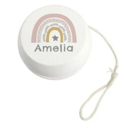 Personalised Rainbow White Wooden Yoyo -PERSONALISE STORE p1011e94 2