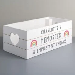 Personalised Rainbow White Wooden Crate -PERSONALISE STORE p1011e98 3
