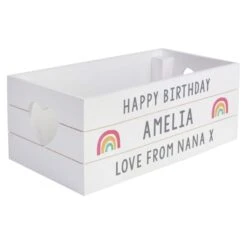 Personalised Rainbow White Wooden Crate -PERSONALISE STORE p1011e98 4