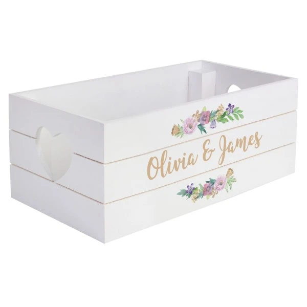 Personalised Floral Couples White Wooden Crate 5 Personalised Floral Couples White Wooden Crate - Image 5