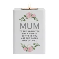 Personalised Abstract Rose White Wooden Tea Light Holder -PERSONALISE STORE p1011f02 4