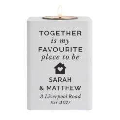 Personalised Home White Wooden Tea Light Holder -PERSONALISE STORE p1011f05 3