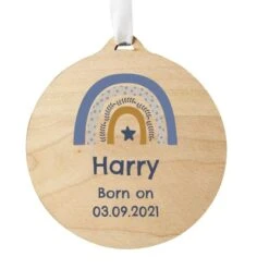 Personalised Blue Rainbow Round Wooden Decoration 7 Personalised Blue Rainbow Round Wooden Decoration -PERSONALISE STORE p1011f10 3