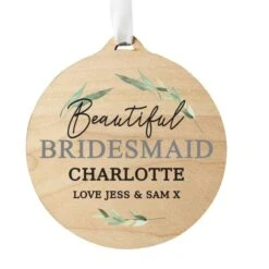 Personalised Leaf Decor Round Wooden Decoration -PERSONALISE STORE p1011f12 4