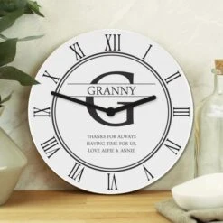 Personalised Family Name & Initial Wooden Clock -PERSONALISE STORE p1011f30 3