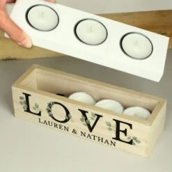 Personalised Botanical Triple Tea Light Box -PERSONALISE STORE p1011f32 2