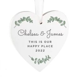 Personalised Botanical Wooden Heart Decoration -PERSONALISE STORE p1011f33 3