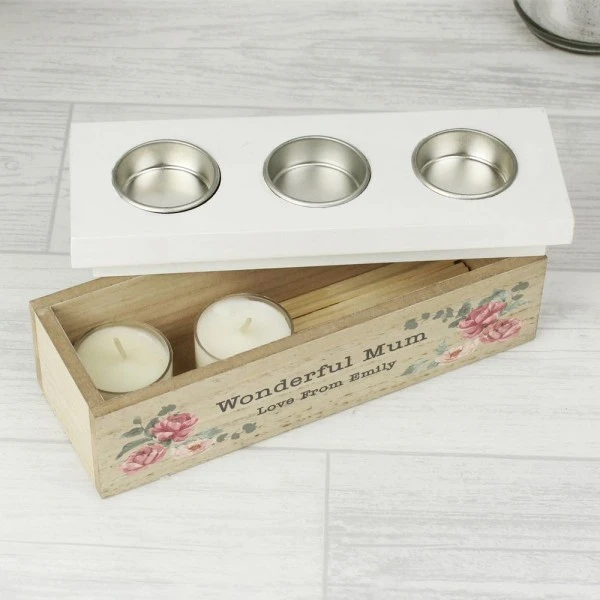 Personalised Floral Watercolour Triple Tealight Box 4 Personalised Floral Watercolour Triple Tealight Box - Image 4