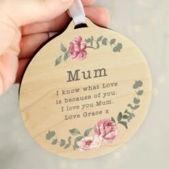 Personalised Floral Watercolour Round Wooden Decoration -PERSONALISE STORE p1011f40 2