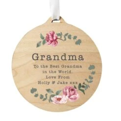 Personalised Floral Watercolour Round Wooden Decoration -PERSONALISE STORE p1011f40 3