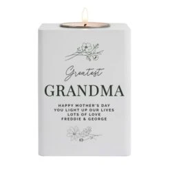 Personalised Floral White Wooden Tea Light Holder -PERSONALISE STORE p1011f41 4