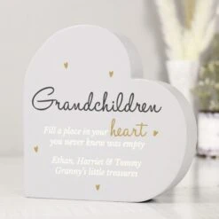 Personalised Grandchildren Free Standing Heart Ornament