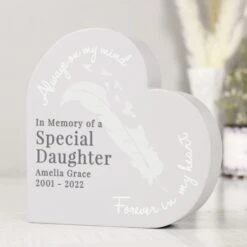 Personalised Feather Free Standing Heart Ornament -PERSONALISE STORE p1011f50 6