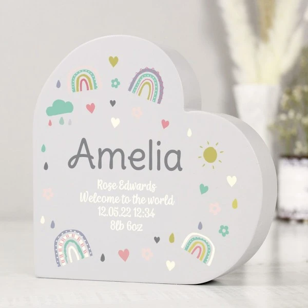 Personalised Rainbow Free Standing Heart Ornament 1 Personalised Rainbow Free Standing Heart Ornament