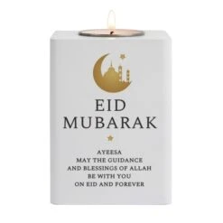 Personalised Eid And Ramadan White Wooden Tea Light Holder -PERSONALISE STORE p1011f60 4