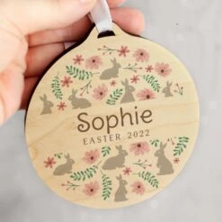 Personalised Easter Round Wooden Decoration -PERSONALISE STORE p1011f61 2