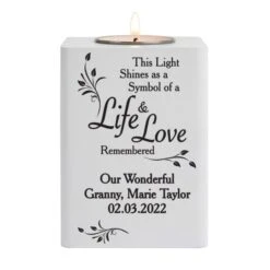 Personalised Life & Love White Wooden Tea Light Holder -PERSONALISE STORE p1011f66 4