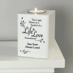 Personalised Life & Love White Wooden Tea Light Holder -PERSONALISE STORE p1011f66 5