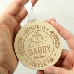 Personalised Officially The Best Round Wooden Medal -PERSONALISE STORE p1011f67 2