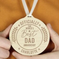 Personalised Officially The Best Round Wooden Medal -PERSONALISE STORE p1011f67 3
