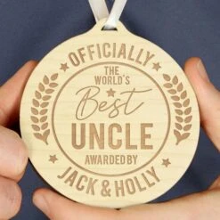 Personalised Officially The Best Round Wooden Medal -PERSONALISE STORE p1011f67 7