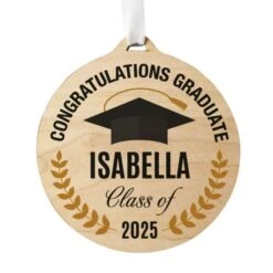 Personalised Graduation Round Wooden Decoration -PERSONALISE STORE p1011f70 4