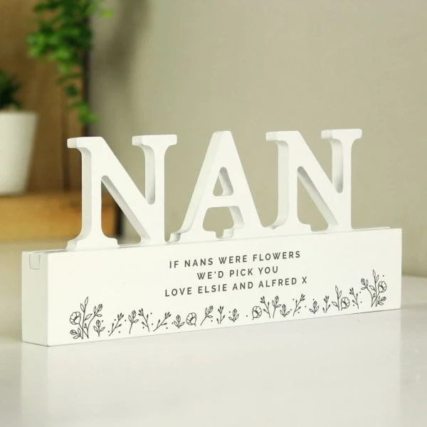 Personalised Floral Wooden Nan Ornament 1 Personalised Floral Wooden Nan Ornament