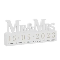 Personalised Big Date Wooden Mr & Mrs Ornament -PERSONALISE STORE p1011f97 3