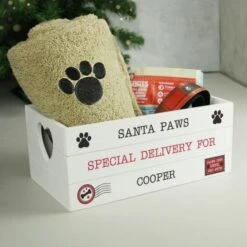 Personalised Santa Paws White Wooden Crate -PERSONALISE STORE p1011f99 2