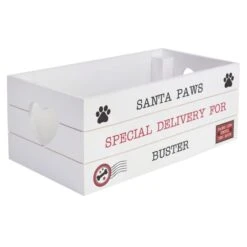 Personalised Santa Paws White Wooden Crate -PERSONALISE STORE p1011f99 3