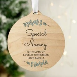 Personalised Botanical Round Wooden Decoration -PERSONALISE STORE p1011g10 3