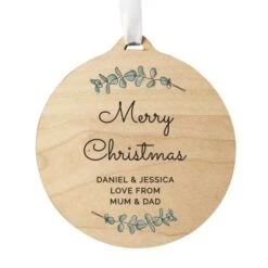 Personalised Botanical Round Wooden Decoration -PERSONALISE STORE p1011g10 4