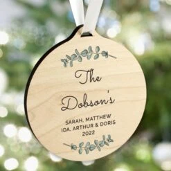 Personalised Botanical Round Wooden Decoration -PERSONALISE STORE p1011g10 5
