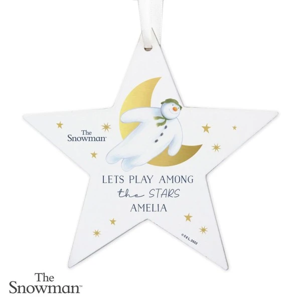 Personalised The Snowman Gold Moon Wooden Star Decoration 5 Personalised The Snowman Gold Moon Wooden Star Decoration - Image 5