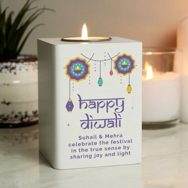 Personalised Diwali Wooden Tealight Holder 1 Personalised Diwali Wooden Tealight Holder
